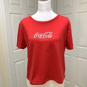 NWT Coca‑Cola Classic Logo Tee Red Women Size L Short Sleeves